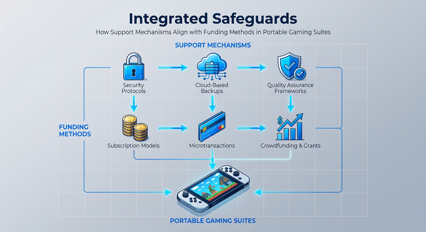 Darstellung der Abstimmung zwischen Support-Mechanismen und Finanzierungswegen in einer mobilen Gaming-Umgebung