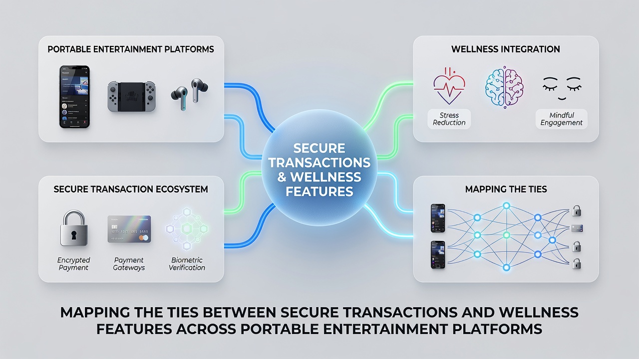 Darstellung der Integration von Zahlungssicherheit und Wellness-Tools in mobilen Plattformen