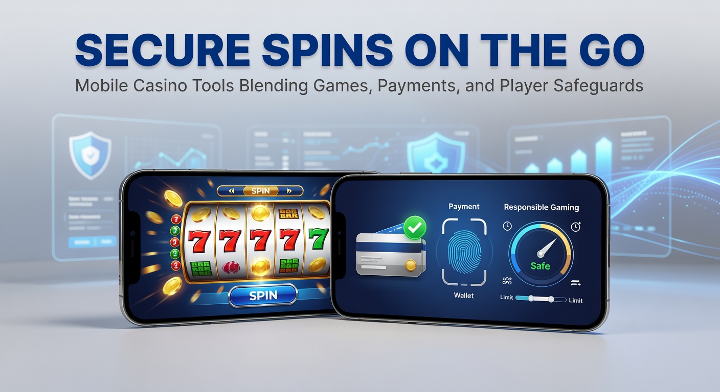 Smartphone mit Casino-App im Vordergrund, das sichere Zahlungen und Spieloptionen zeigt