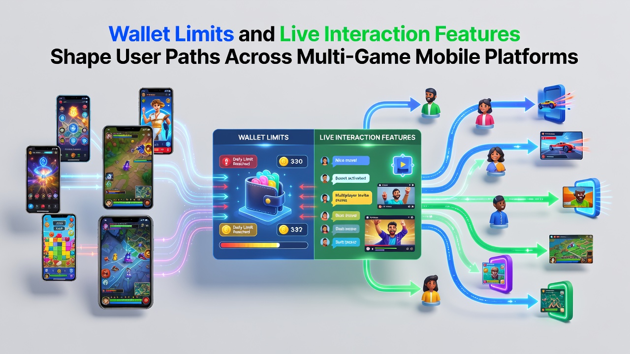 Darstellung mobiler Gaming-Plattformen mit Wallet-Limits und Live-Interaktionsfunktionen