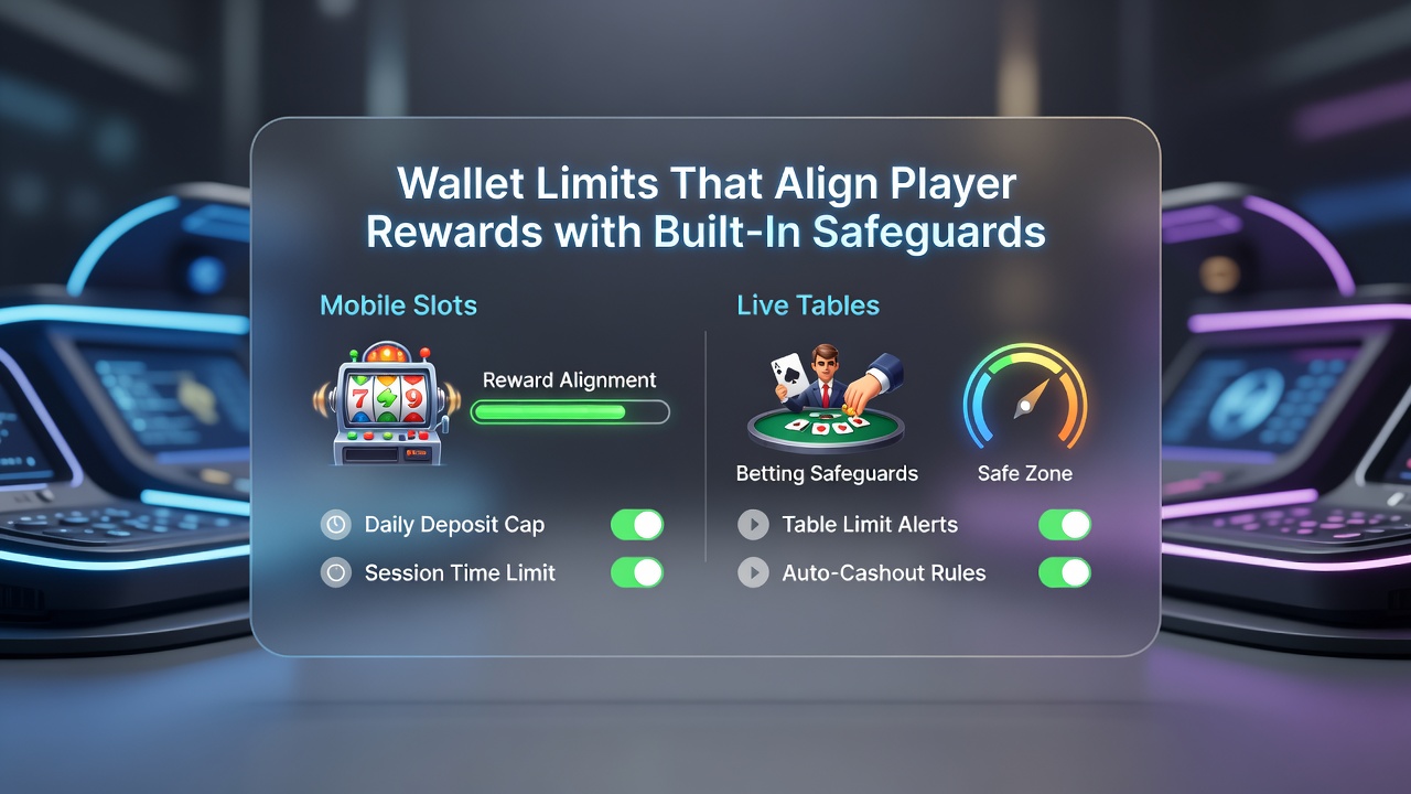 Schnittstelle einer mobilen App mit Wallet-Limits für Live-Casino und Sportwetten